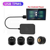 USB TPMS Car Tire Pressure Alarm Monitor System for Car Android Navigation Player with 4 Sensors 5V Wireless Transmission