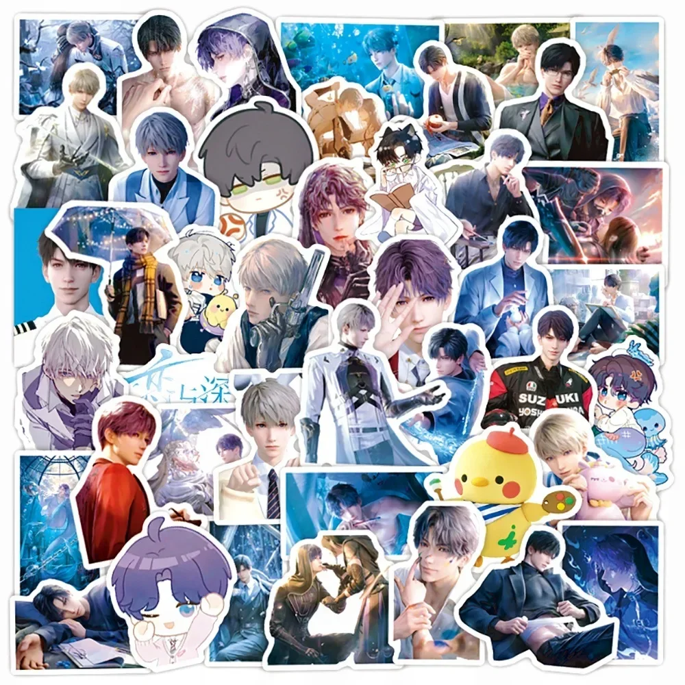 Imagem -02 - Anime e Deepspace Adesivos Shen Xinghui Lishen Papelaria Faça Você Mesmo Emmanuel Zayne Adesivo Sala de Parede Mesa Decalque Guka 10 Pcs 60 Pcs Amor