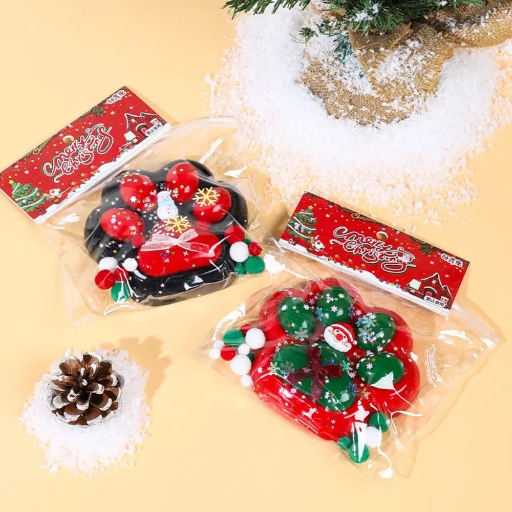 Super grande natal gato pata squeeze brinquedos amassar silicone dos desenhos animados brinquedo fidget 3d colorido gato pata pitada brinquedo crianças boneca complicada