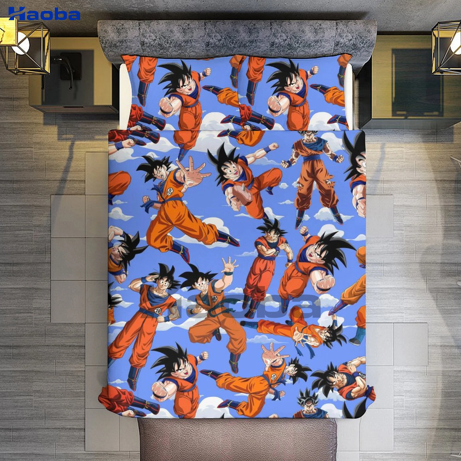 D-ragon Ball Goku Three Piece Bedding Set Children or Adults for Beds Quilt Covers Birthday Gifts for Women Men