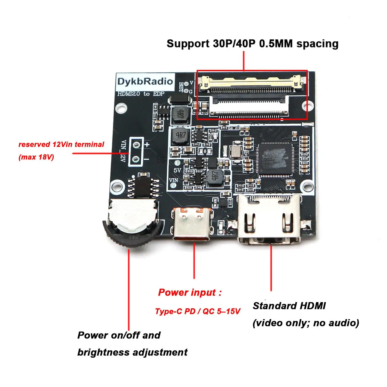 DYKB HDMI TO EDP LCD Driver Board 2K 4K 30/40PIN 10-18.4 inch 1920X1080 60HZ 120HZ Display Screen Projection Laptop Monitor