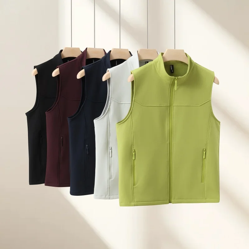 High-Quality Fashionable Men's Spring Shell Vest 2026 Trendy Outdoor Climbing Clothes Soft Shell One-Piece Fleece Couple Style