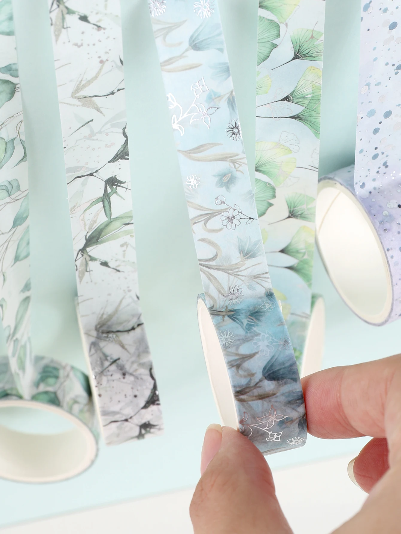 6 rollen/doos Hot Silver Leaves Washi Tape Scrapbooking en Decor Washi Tapes Scrapbooking Benodigdheden Stationair Delicate Washi Tape