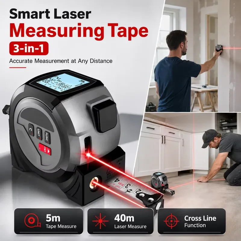 Digital Lase.r Tape Measure Dual Mode Lase.r Rangefinder and Steel Tape for Indoor Decoration Building Measurement Work