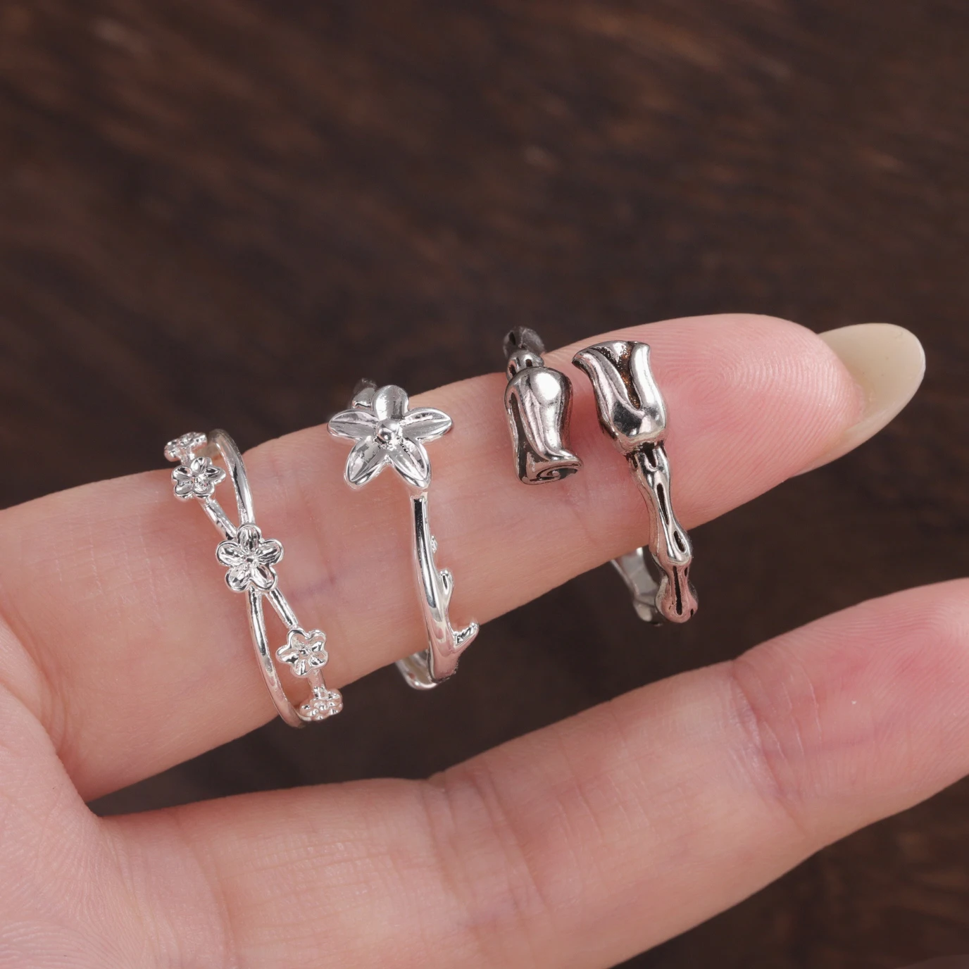 Sam Panda 925 Sterling Silver Ring for Women Flower Collection Ring Romatic Versatile  Jewelry Birthday Gift Dropshipping