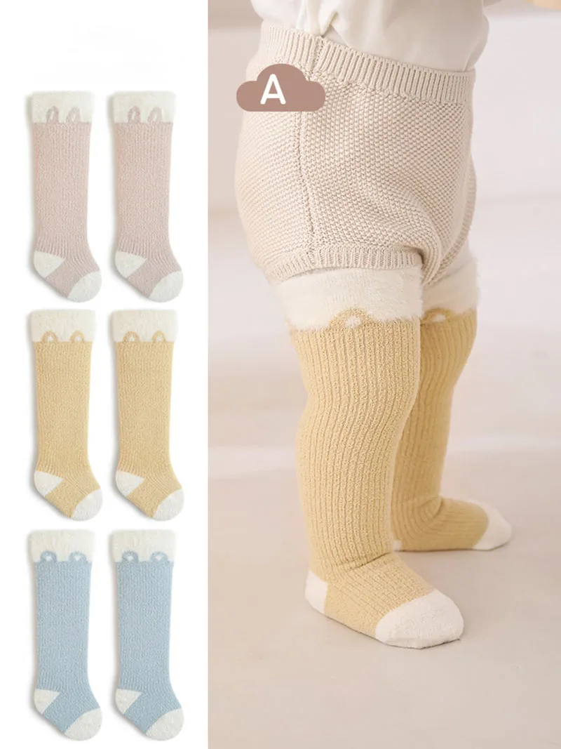 

MILANCEL новые зимние детские чулки для детей 0-3 лет, теплые носки с флисовой подкладкой для маленьких девочек, детские утепленные гольфы с цветными блоками мультфильмов