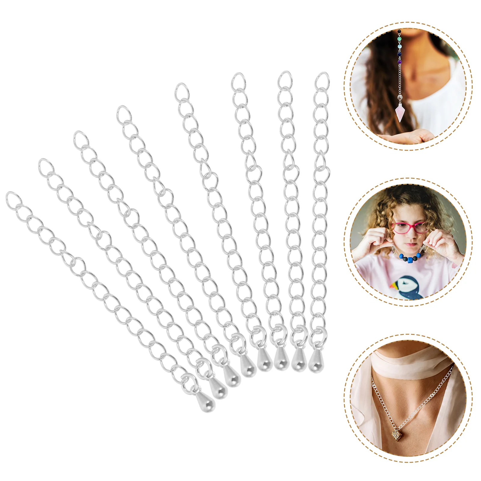 

8 Pcs Extended Tail Chain Large Jewelry Bracelet Extender for Making Preserve Color