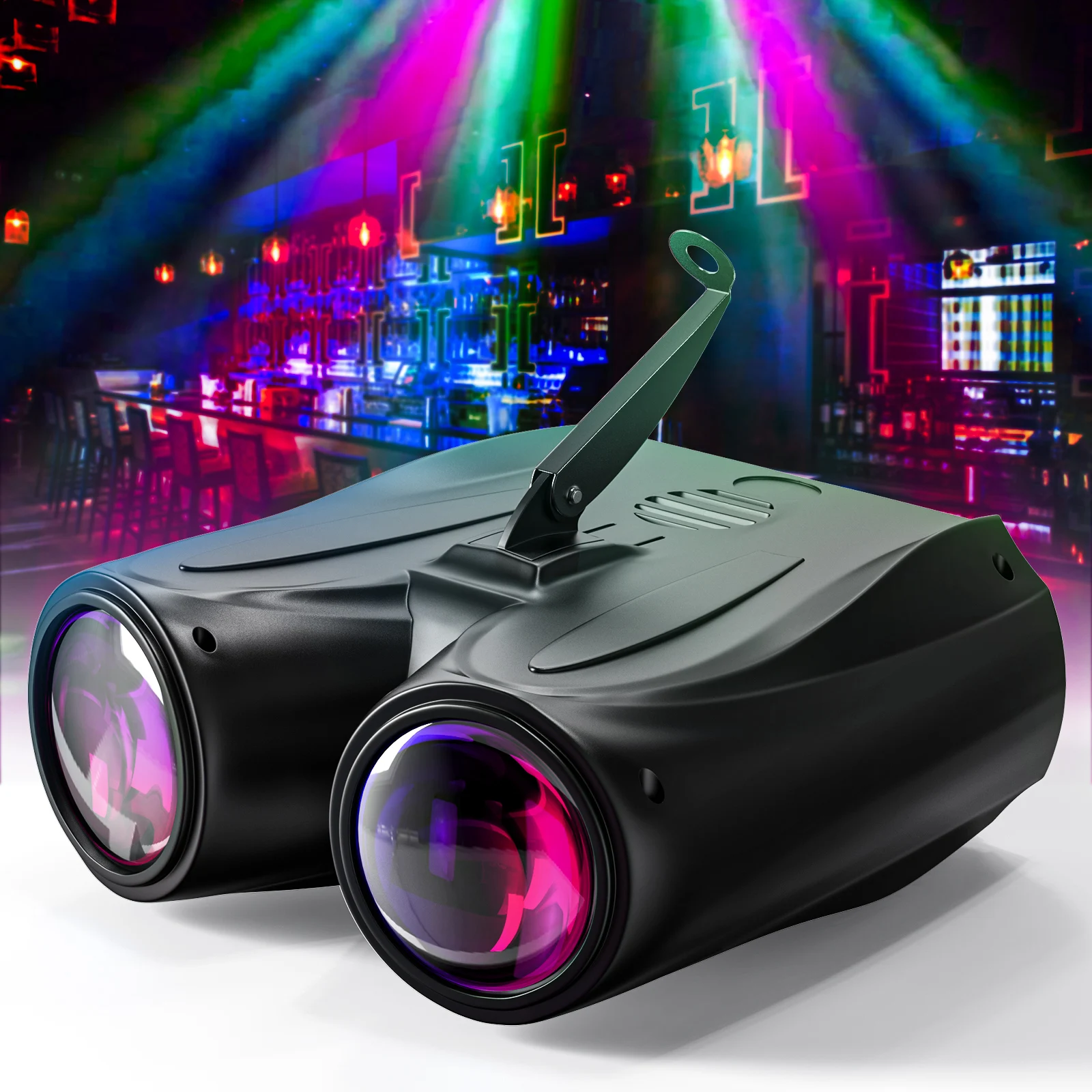 U'King 20W RGBW Pattern Stage Effect Light 128 LED Colorful Double Head Airship Projector Light for DJ Disco Party Stage Light