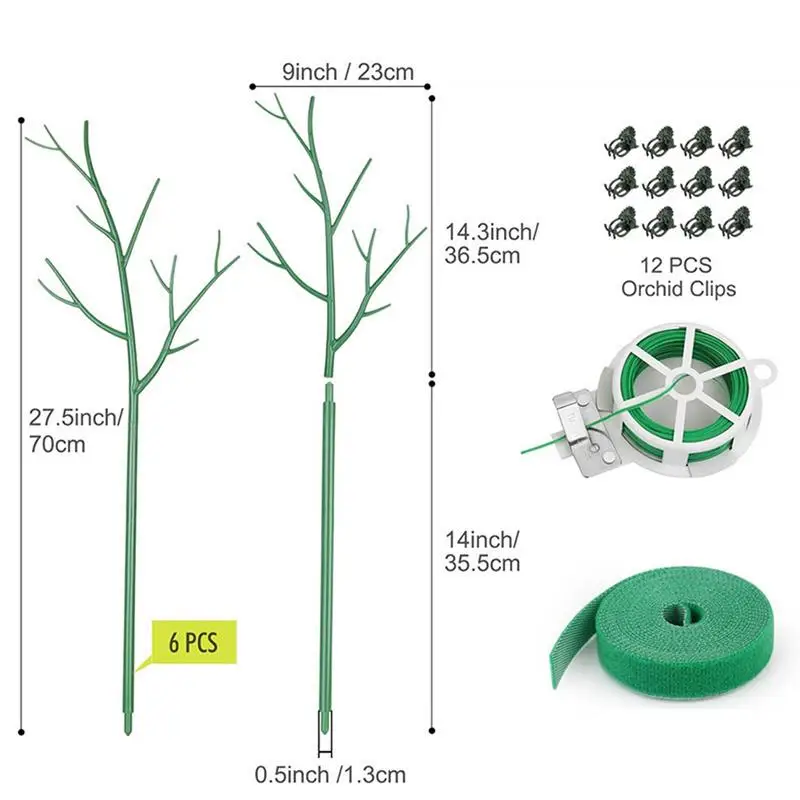 Estruturas duráveis de suporte a plantas, Estacas destacáveis para escaladores, Twig Sticks, Conjunto 6 peças