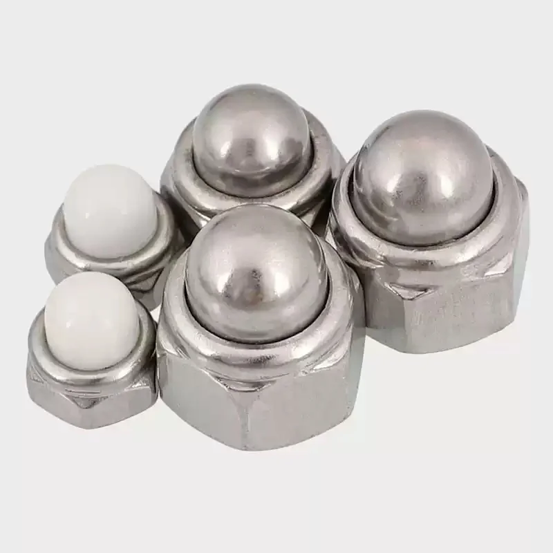 Selbstsichernde Muttern M4 M5 M6 M8 M10 M12 304 Edelstahl Kegelmutter Abdeckkappe Sechskant Metall-Nylon-Einsatz Sicherungsmutter – Detail 3