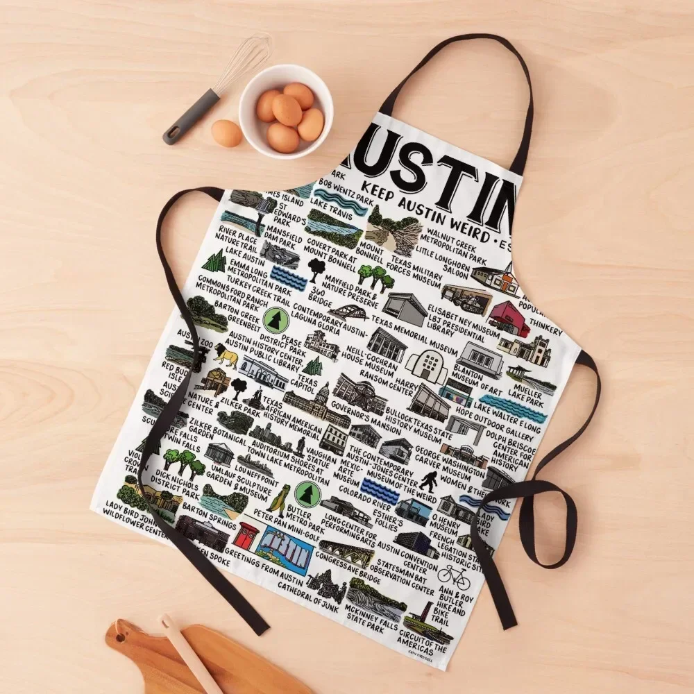 

Austin Texas Map Apron christmas kitchen with personal logo Customizable Apron