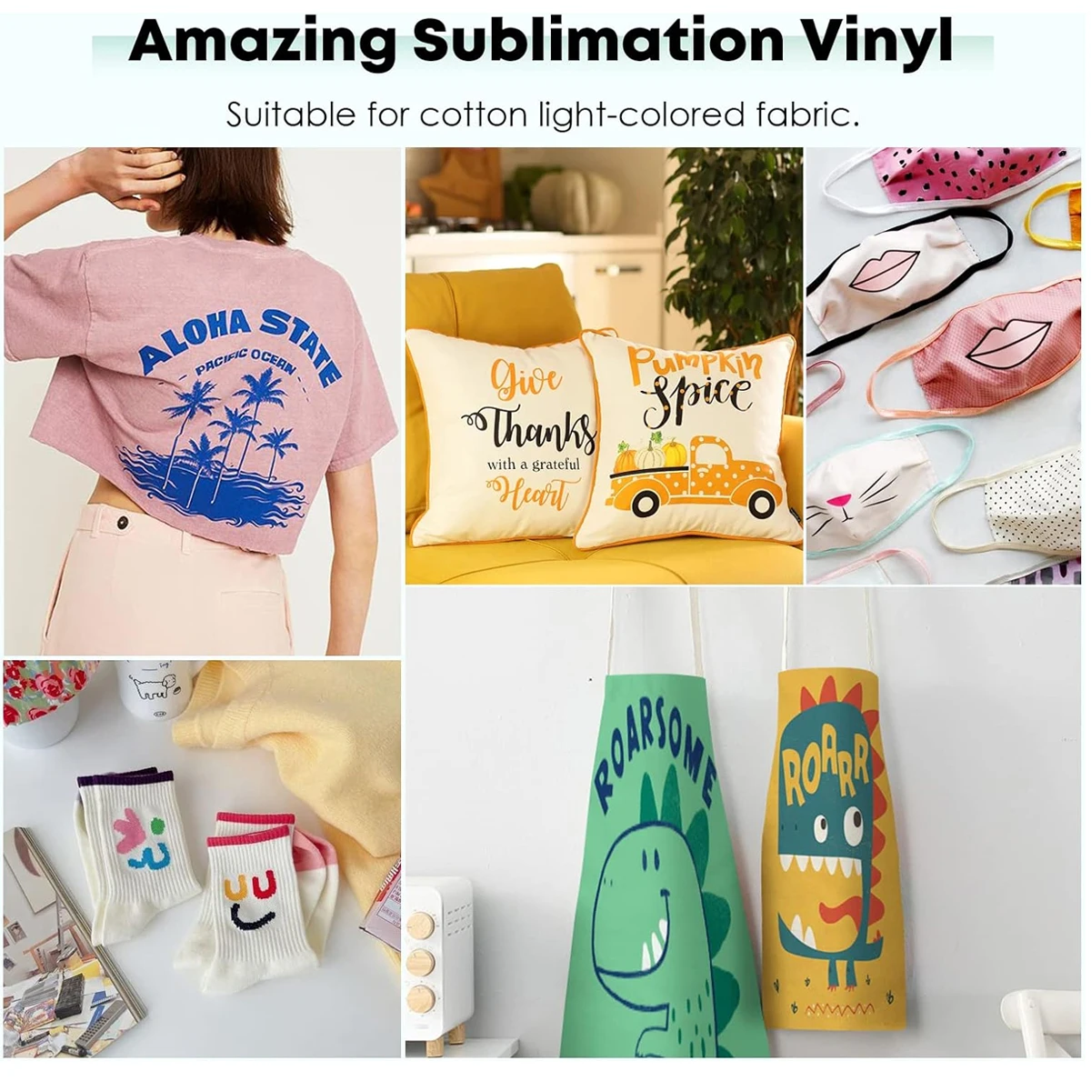 Sublimation Print Film,Vinyl Heat Transfer Film Matt for Sublimation, High Transfer for T-Shirts, Hats, Pillows & Bags Designs