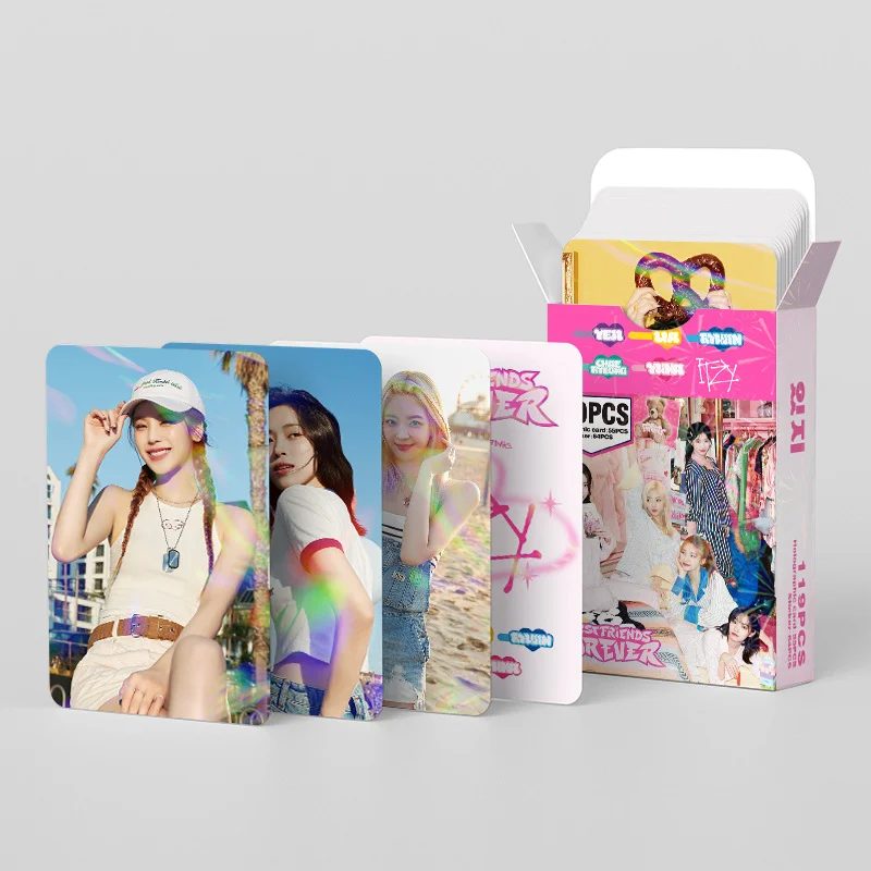 119ชิ้น/เซ็ตใหม่ kpop itzy เลเซอร์โฟโต้การ์ด HD สติกเกอร์บัตรโลโมคุณภาพสูงโปสการ์ดคุณภาพสูงของขวัญ uuna Jin chaeryeong yfans