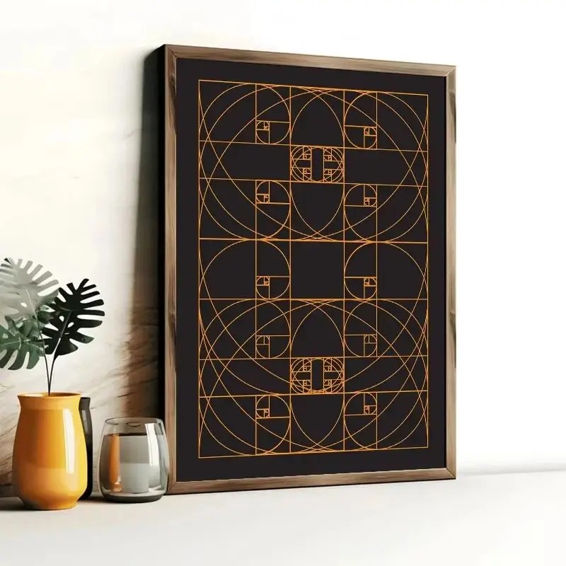 Fibonacci Spiral Patent Wall Art Canvas Painting Golden Ratio Posters and Prints Vintage Blueprint Gift Idea Science Decoration