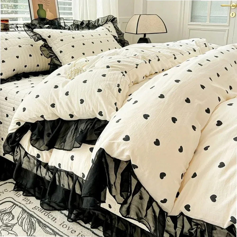 Printed Duvet Cover Lace Comforter Cover Women/Girls Room Bedding Home Blanket Covers funda nordica (Pillowcase Need Order)