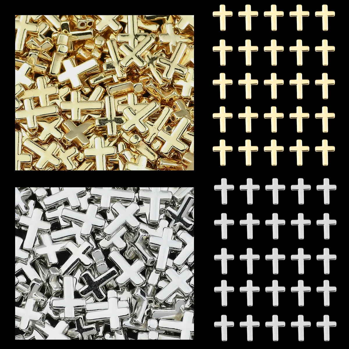 50/100pcs 9x12mm CCB Plastic Cross Beads Golden Silvery Spacer Beads For DIY Jewelry Making Bracelet Necklaces Craft Accessories