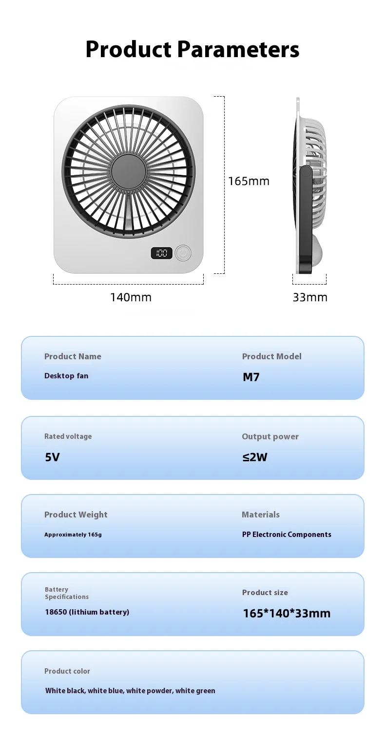Bureauventilator, draagbare USB-oplaadbare ventilator, 180 °   Kantelbare opvouwbare persoonlijke ventilator met vermogensdisplay, 5 snelheden Ultrastille tafelventilator