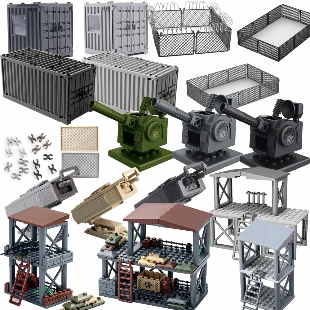 Military MOC Building Blocks Wire Mesh Fence Spring Protective Net War Scene DIY Accessories Plastic Building Toys