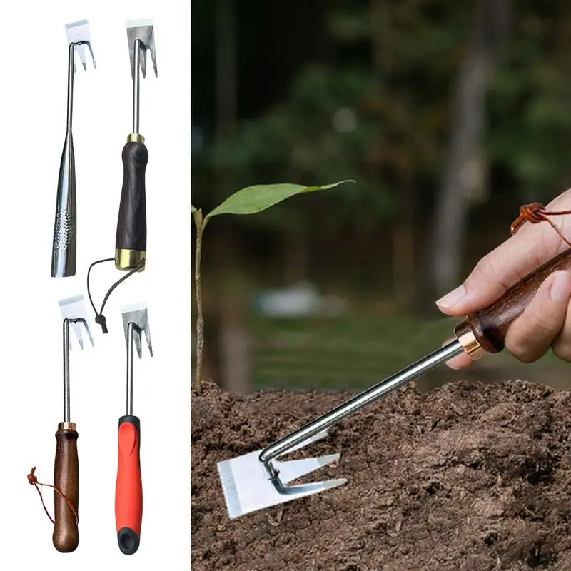 Weeding Tools Gardening Long Handle Grass Puller Manual Weeders Hand Weeding Device Three Teeth Manual Cultivator for Courtyard