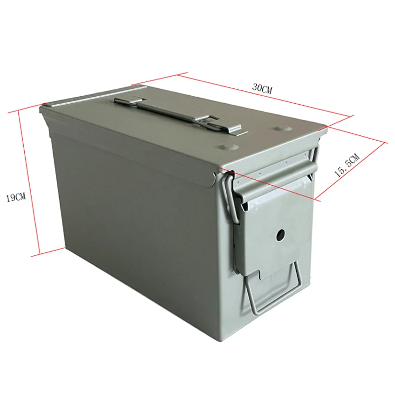 50 Cal Ammo Can Steel Ammo-Box Military & Army Solid Tactical Waterproof Holder-Box for Long-Term Bullet Valuables Storage