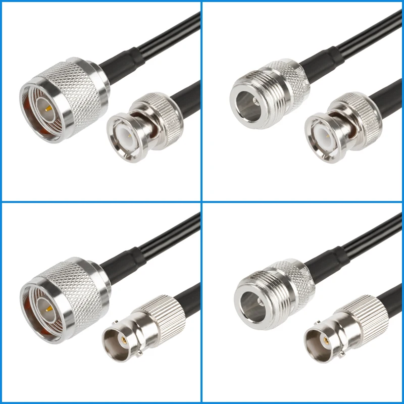 N to BNC Male Plug  Female Jack to N to BNC to L16 Male Connector crimp RG58 cable Wire Terminal RF jumper pigtail 0.3m~50m