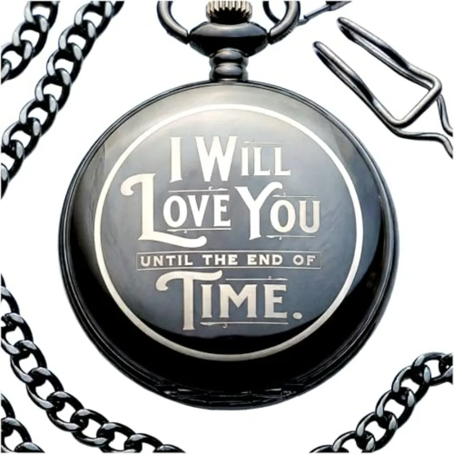 

Red Dot Laser Engraving Engraved Pocketwatch for Husband or Boyfriend - I Will Love You Until the End of Time