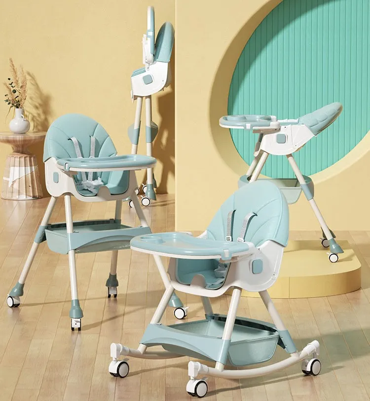 Mother-Kids Chaise Haute BéBé Baby Highchair Feeding Dining Chair Double Tables Macaron Multi-function Height-adjust Portable