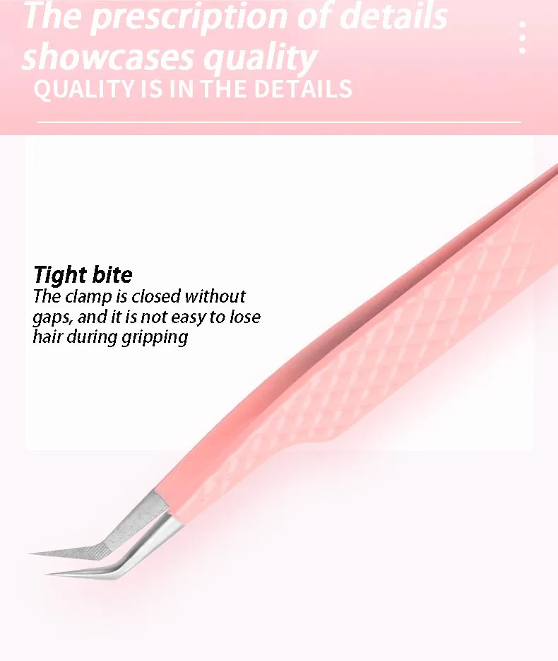 1 Pcs Eyelash Tweezers Extension Pink Stainless Steel Superhard Tweezers With Fiber Tips High Precision Anti-Static Tweezers