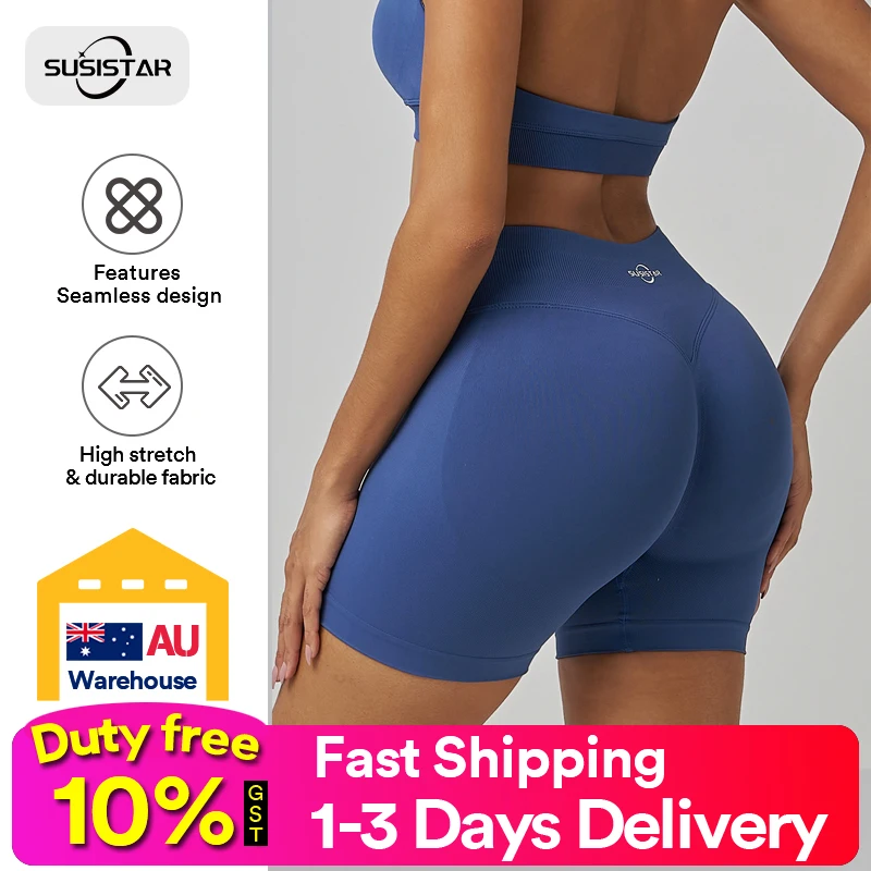 

SUSISTAR Women's Biker Shorts 4.5" / 6" Workout Gym Shorts Craze High Waist Tummy Control Hidden Scrunch Running Yoga Shorts