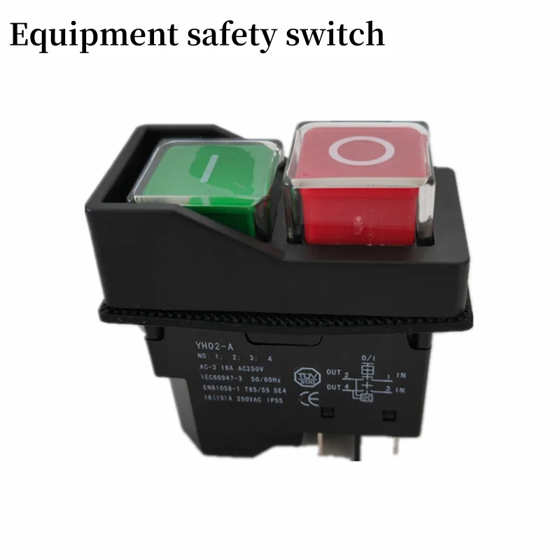 

YH02-A 4Pins/5Pins Electromagnetic Starter Push Button Switches 16A AC250V IP55 Waterproof Machine Garden Tool Can Replace KJD17