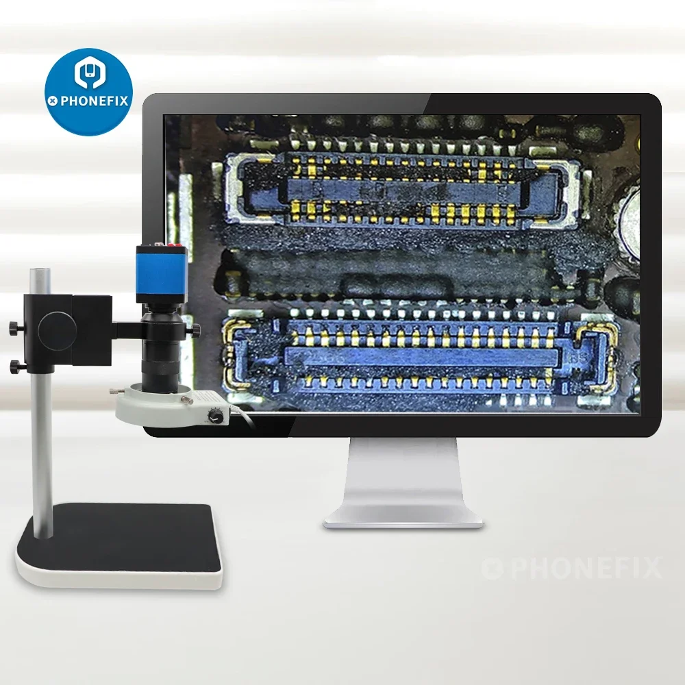 Imagem -05 - Industrial Hdmi Microscópio Câmera Grupo hd 13mp Vga Digita Industrial 130x c Mount Lens Ajustável 56 Led Anel Lâmpada Luz