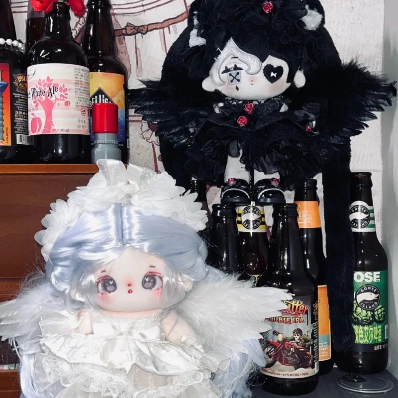 

20cm Doll Clothes Gothic Fashion Angel Demon Pearl Wings Dress Skirt Suit Stuffed Plush Doll Accessories Anime Toy For Kids