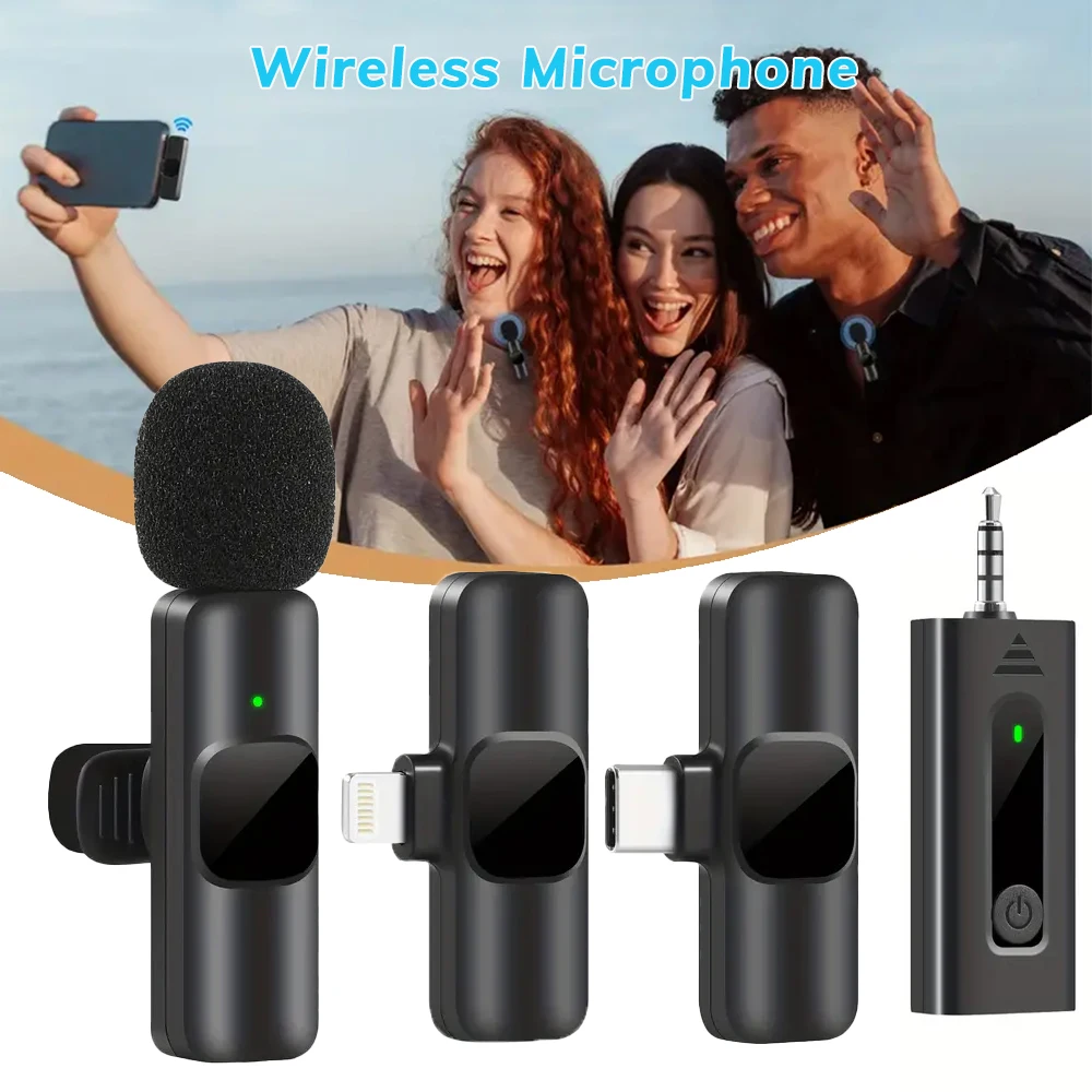 Wireless Microphone For IPhone,Android Phones,3.5mm,Professional Dual Lavalier Clip Microphone For Video Recording, Vlog, Douk