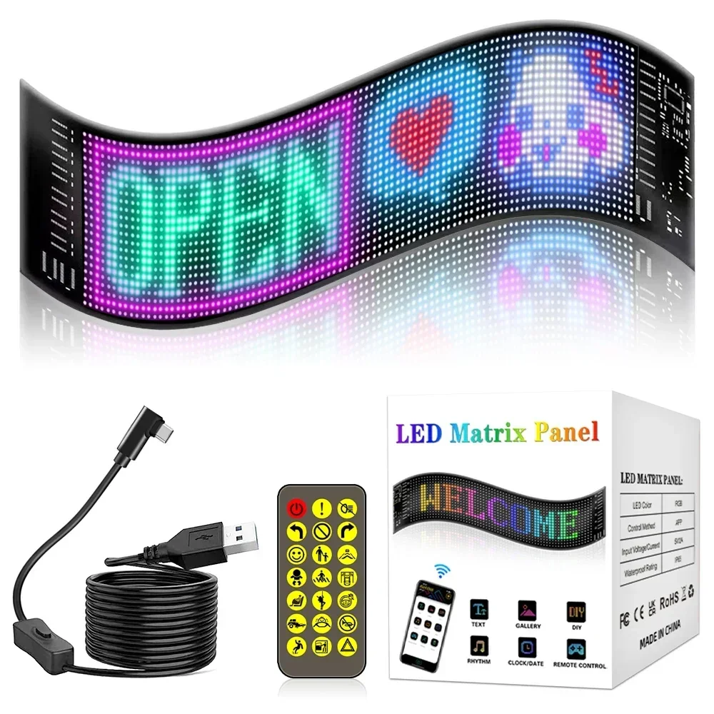 LED AD Display Screen Message Scrolling Sign Board Ultra-thin Soft Flexible Advertising Light for Store Car Display