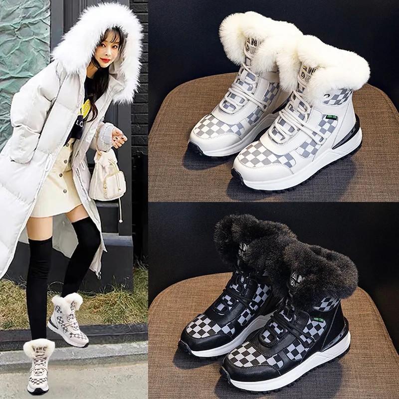 

Women Boots Waterproof Winter Shoes Women Snow Boots Platform Keep Warm Ankle Winter Boots With Thick Fur Heels Botas Mujer Nice