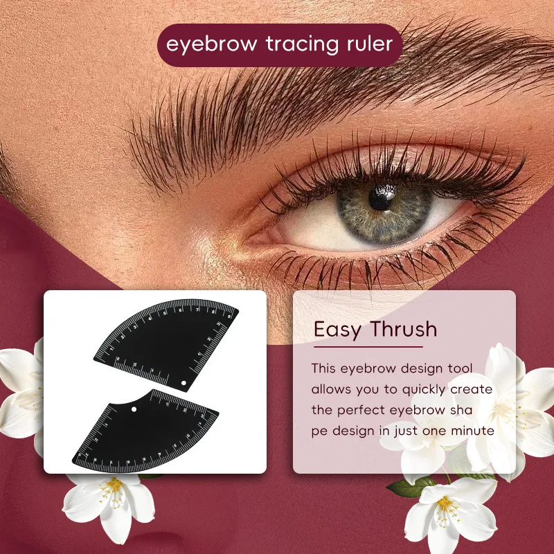 2Pcs Quick Eyebrow Design Ruler Reusable Makeup Drawing Guide PVC Card Safe Material Home Portable Compact aesthetics