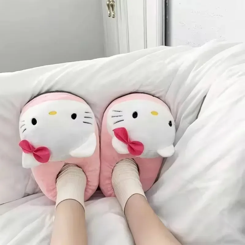 Sanrio Hello Kitty Katoen Pluche Slippers Warme Anime Indoor Schoenen voor Meisjes Vrouwen Herfst Winter Home Comfort