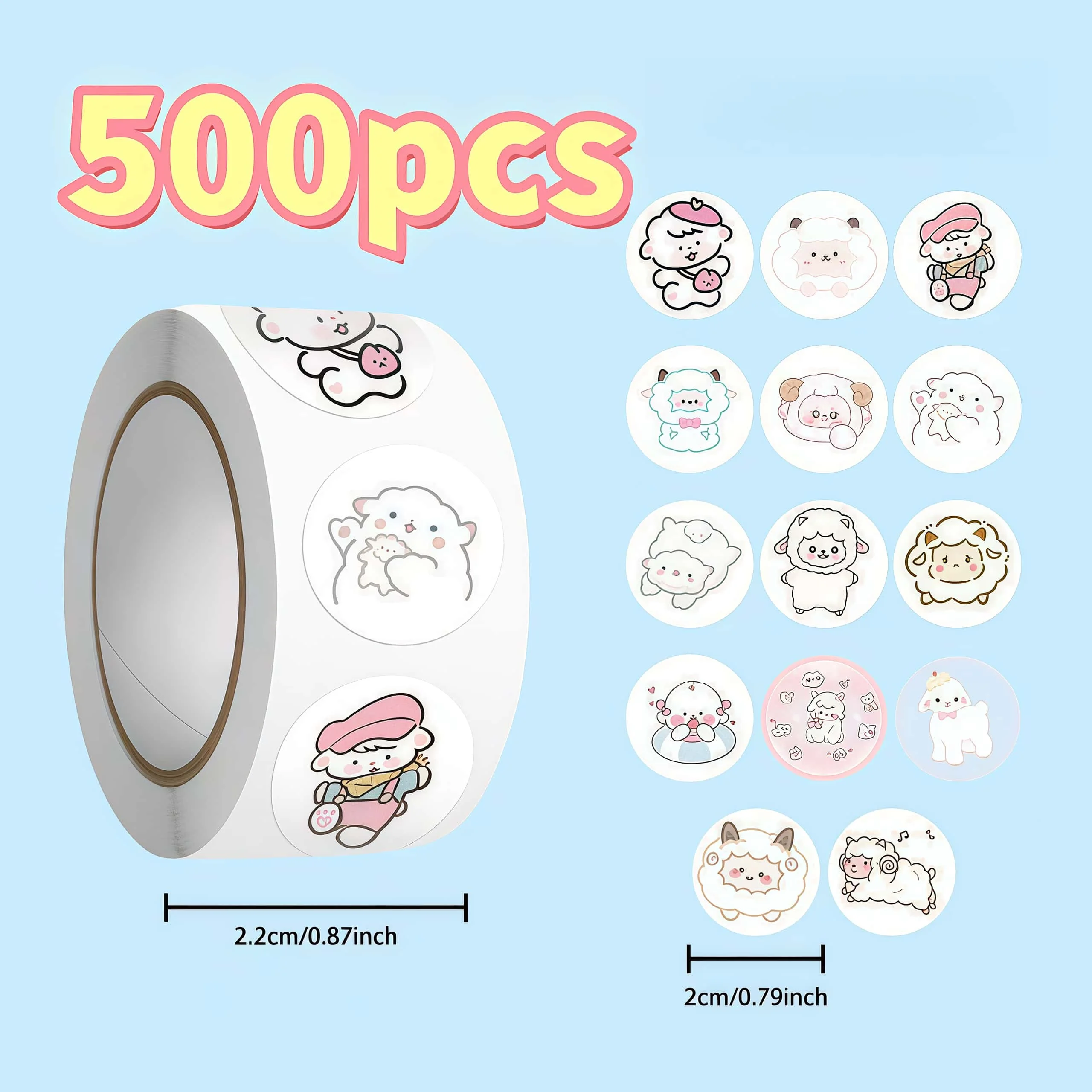 

500 шт. кавайные наклейки с овцами, милые наклейки с изображением ягненка для DIY, украшения журнала и подарка