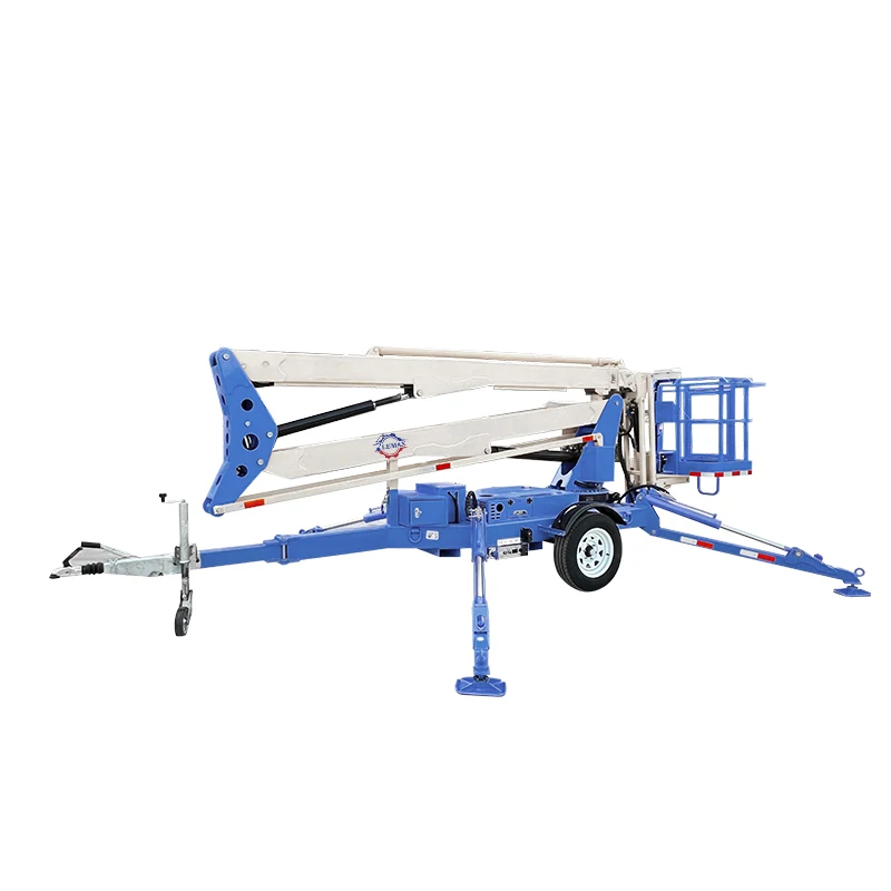 Customized Towable Boom Lift 10m-24m Trailer Mounted Aerial Work Platform Tow Behind Cherry Picker Hydraulic Man Lift For Sale