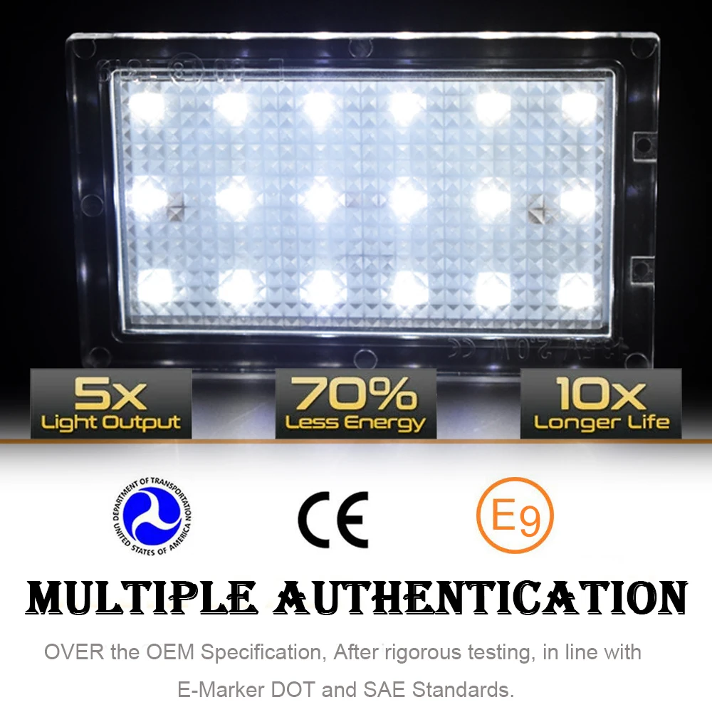 18SMD LED Bright White License Plate Lights For Land Rover Discovery 3 4 LR3 LR4 Freelander LR2 Range Rover Sport L320 Canbus