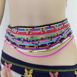 Colorful Elastic Waist Belly Chain African Belly Chain Waist Beads Body Chain Women Girls Body Summer Boho Jewelry Accessories