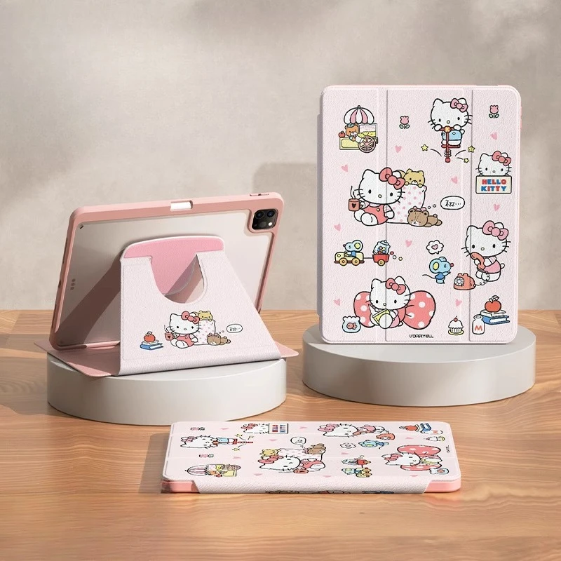 

Чехол MINISO Hello Kitty для iPad iPad iPad Air3 4 5 10,9 дюйма M2 M3 Pro4 5 6 12,9 дюйма M4 Защитный чехол для планшета Ipad8/9/10 A16 11 дюймов