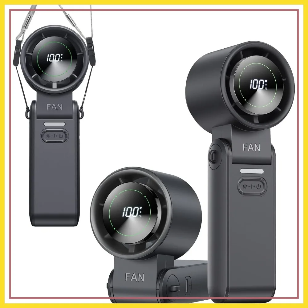 

3-in-1 Portable Handheld Turbo Fan, 100 Speeds, 20000 RPM, 12Hrs Cooling, LED Display, 120° Rotation, USB Rechargeable, Black