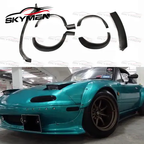For Mazda MX5 1989-97 NA Miata Roadster R Bunny Wide-body Full Body Kit FRP Front Fender/Rear Fender/Rear Spoiler/ Front Lip