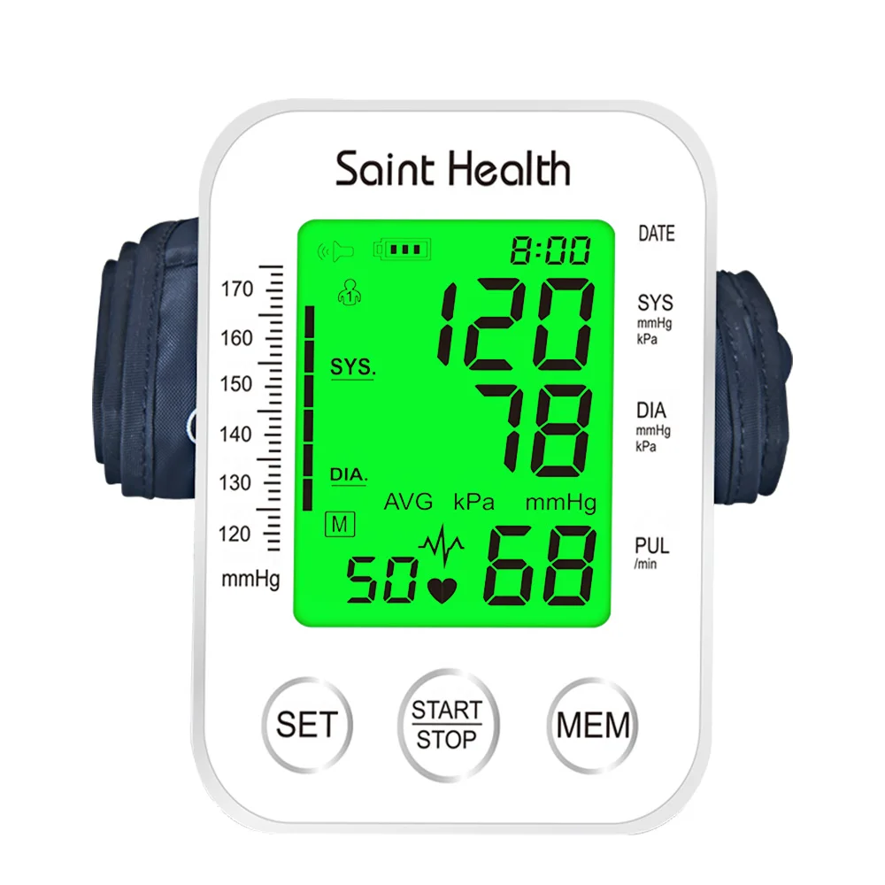 Saint Health Portable Russian Voice Arm Automatic Blood Pressure Monitor  BP Sphygmomanometer Tensiometer Heart Rate Pulse Meter