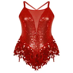 Fonkelende Pailletten Latin Jazz Dance Turnpakje Body Womens Omzoomd Latin Turnpakje Jumpsuits Voor Dansvoorstelling Kostuums