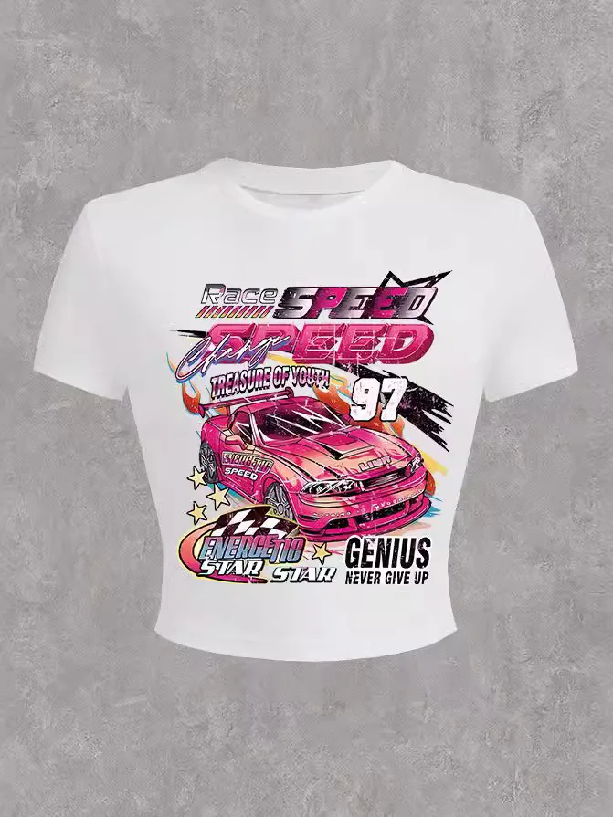 

Женская круглая футболка с принтом Ne, повседневный вязаный топ из полиэстера ort Sve, тонкий весенне-летний топ для молодых женщин