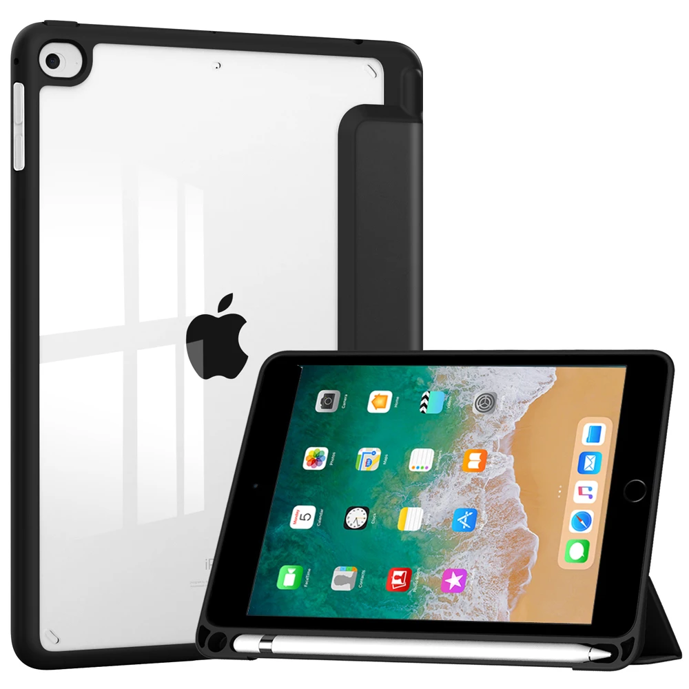 Slim Case for iPad 9.7 Inch iPad 6th/5th Generation, iPad Air 2/Air 1 Built in Pencil Holder Protective Cover Stand Cases
