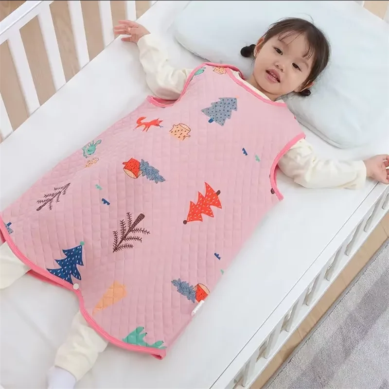 

Baby's Pure Cotton Sleeping Bag Warm Sleeveless Vest Pajamas Baby Anti Kick Sleeping Bag Spring Thin Belly Protecting Pajamas