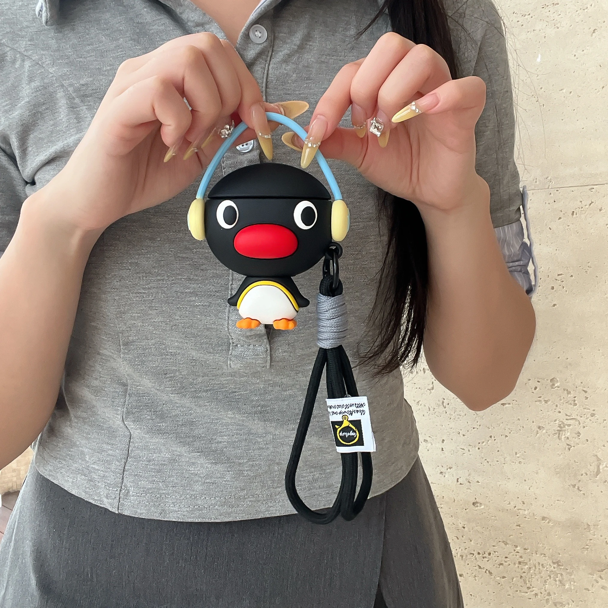 

Cartoon Penguin Wear Headphones Headphone Case Detachable Silicone Creative Anti Drop Suitable For AirPods1 2 3 Pro Pro2
